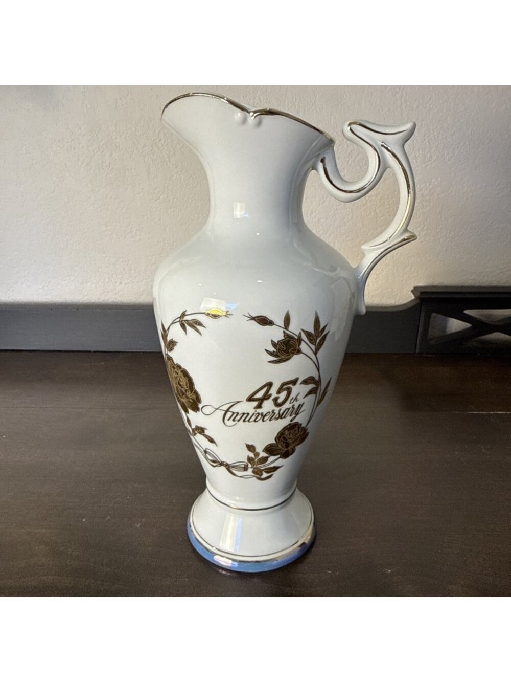 Vintage Norcrest Chatillon 45th Anniversary Porcelain Vase Sapphire Anniversary